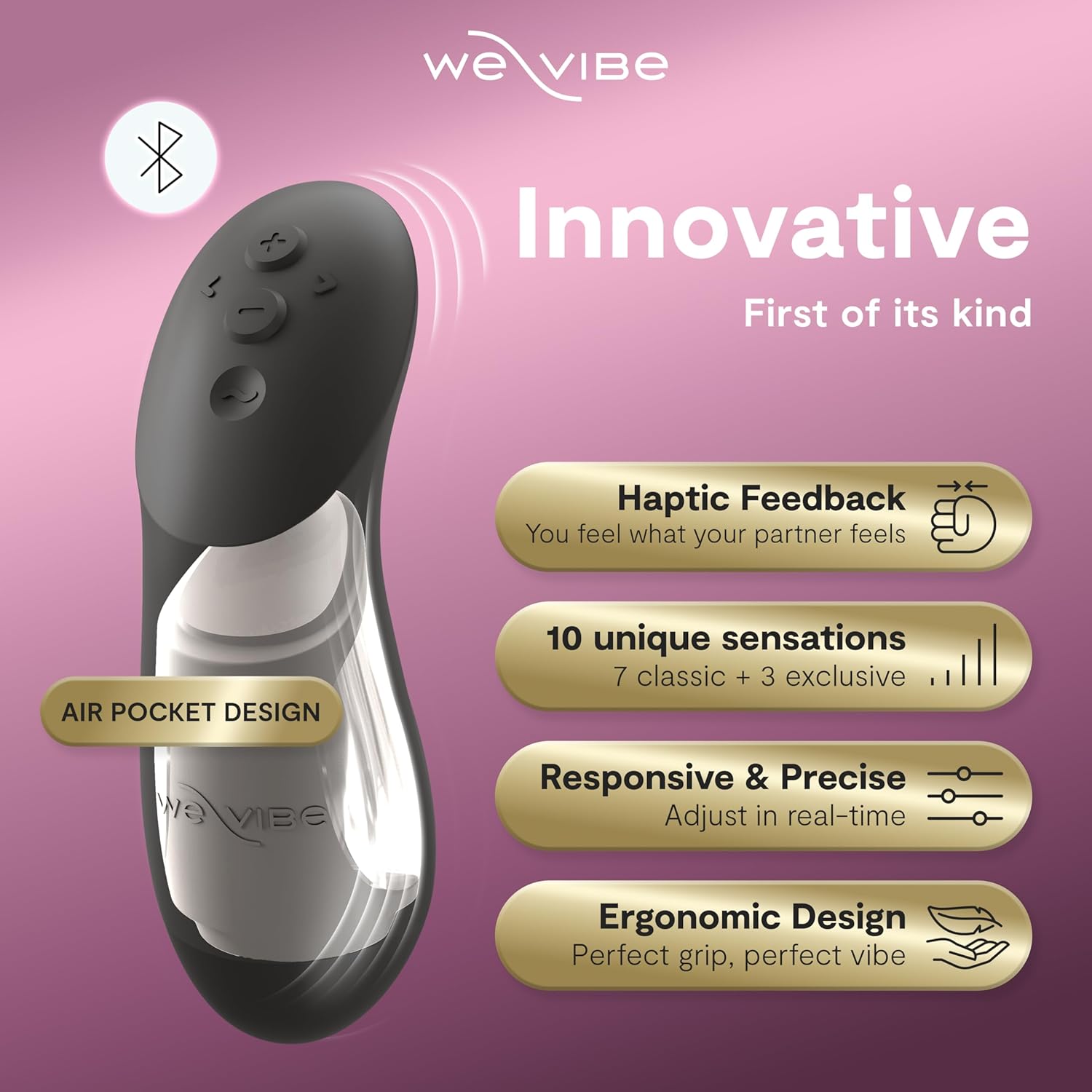 We-Vibe Chorus Pro App Controlled Wireless Couples Vibrator | Remote Controlled Adults Toy | Silicone Stimulator with 10 Intensity Levels | Clitoral & G-Spot Couples Sex Toy for Him & Her | Black