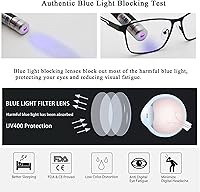 Vista 3 de 4 Pack Blue Light Blocking Reading Glasses Men Rectangular Metal Full Frame Readers with Spring Hinge Anti Uv/Glare