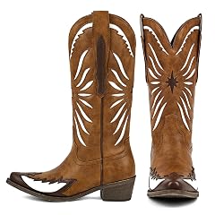 KISTANIA Cowboy Boots for Women Mid Calf Knee High Western Cowgirl Boots Pointed Toe