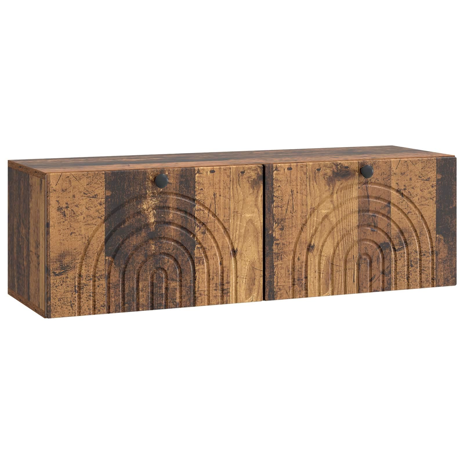 Meuble TV flottant peu encombrant avec 2 portes en bois