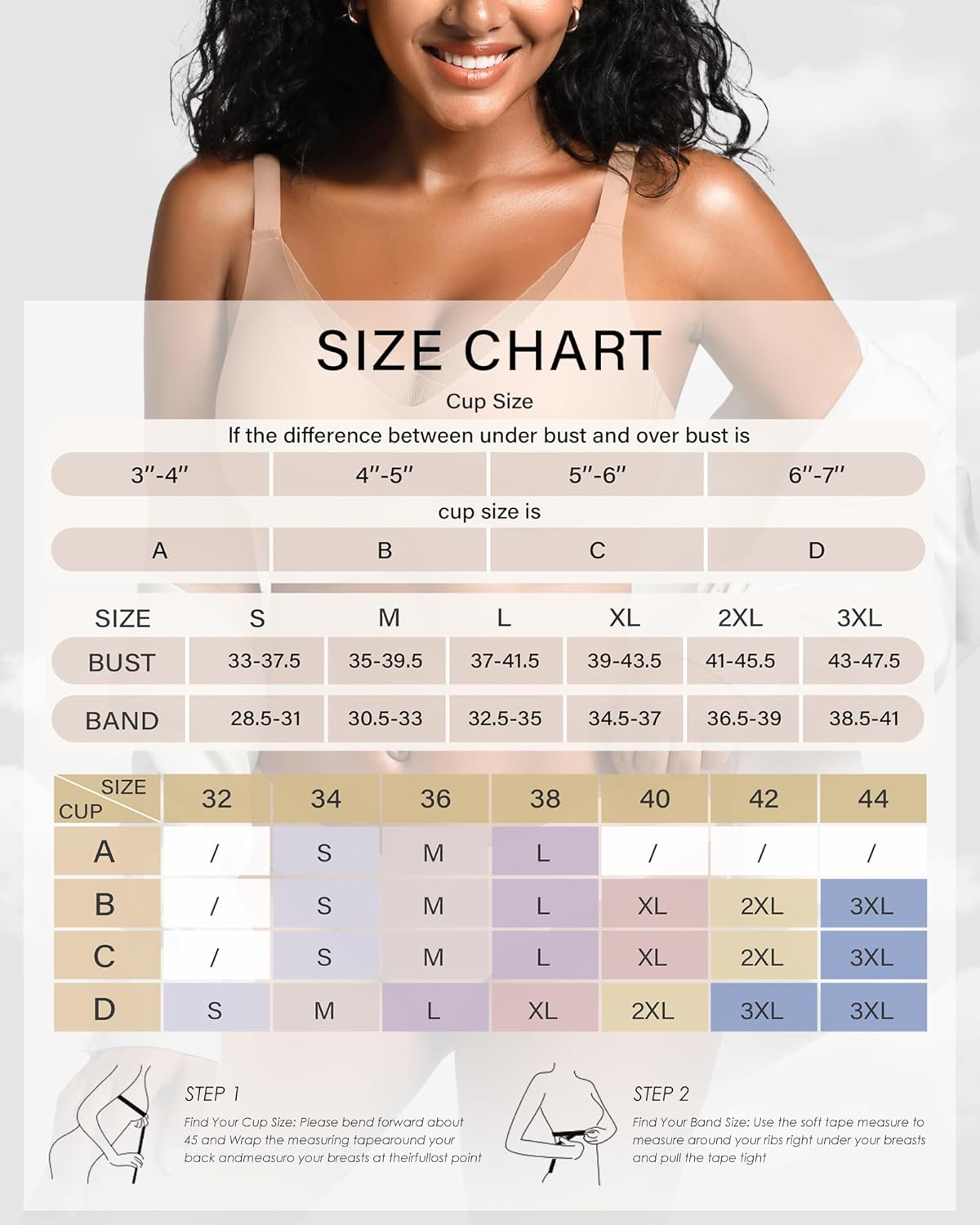 DEANGELMON Scalloped V Neck Wireless Bras for Women Seamless No Underwire Full Coverage Push Up Bras Soft Comfort Bralettes - Image 6