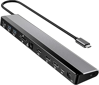 Docking Station, 12-in-1 USB C Dock with Dual 4K HDMI, 4 USB Ports, RJ45 Ethernet, SD/TF Card Reader, 65W/18W Power Delive...