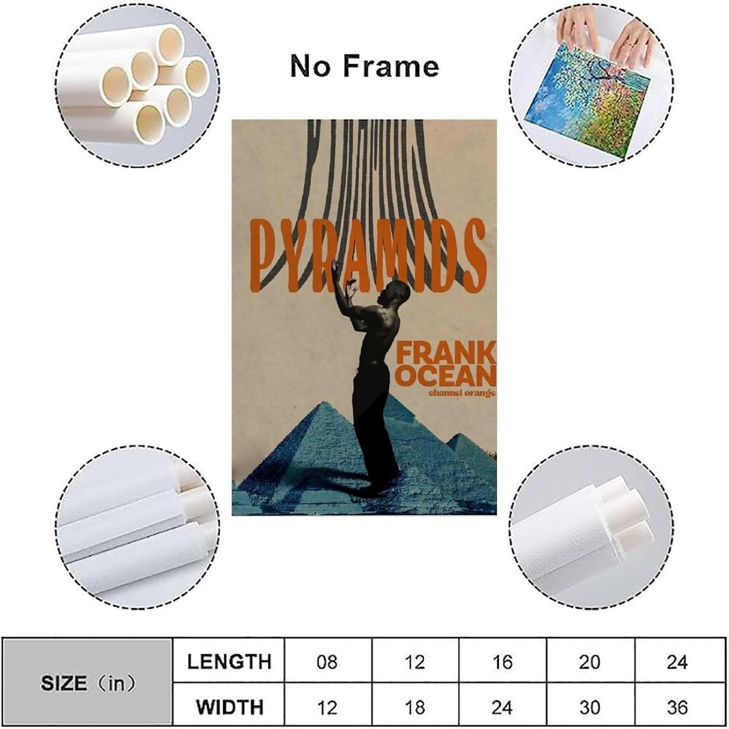 WATERA Frank Poster Ocean Pyramids Music Posters for Room Aesthetic Canvas Wall Art Bedroom Decor 08x12inch(20x30cm) image 3