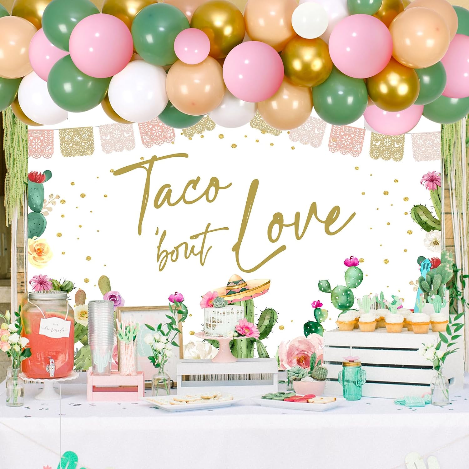 Taco Bout Love Bridal Shower Decorations, Sage Green Balloon Garland Kit, Fiesta Bridal Shower Backdrop, Bride to Be Sash, Mexican Wedding Shower Bachelorette Party Supplies