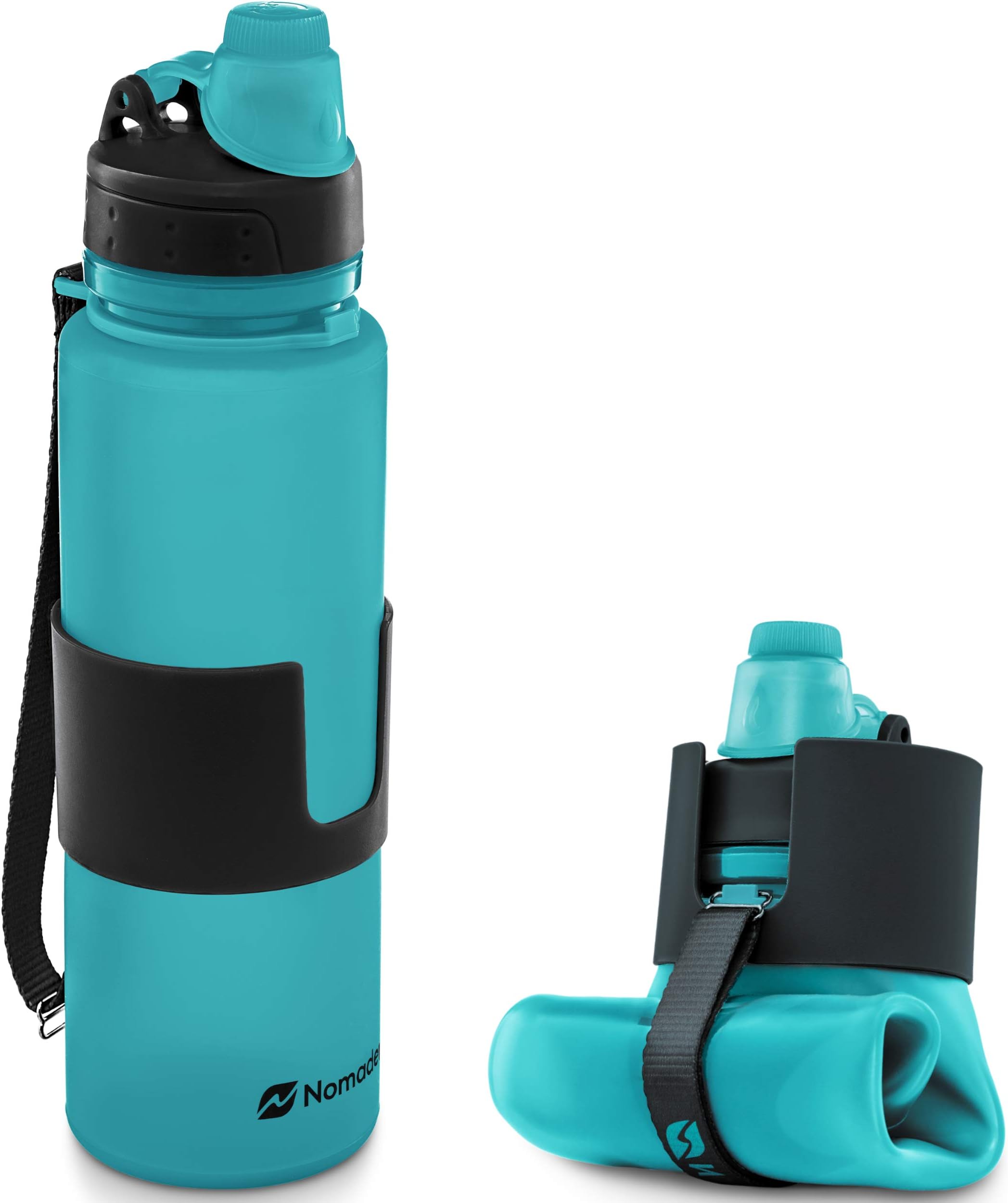 Nomader Collapsible Water Bottle - Leak Proof Twist Cap - BPA Free, 22 oz