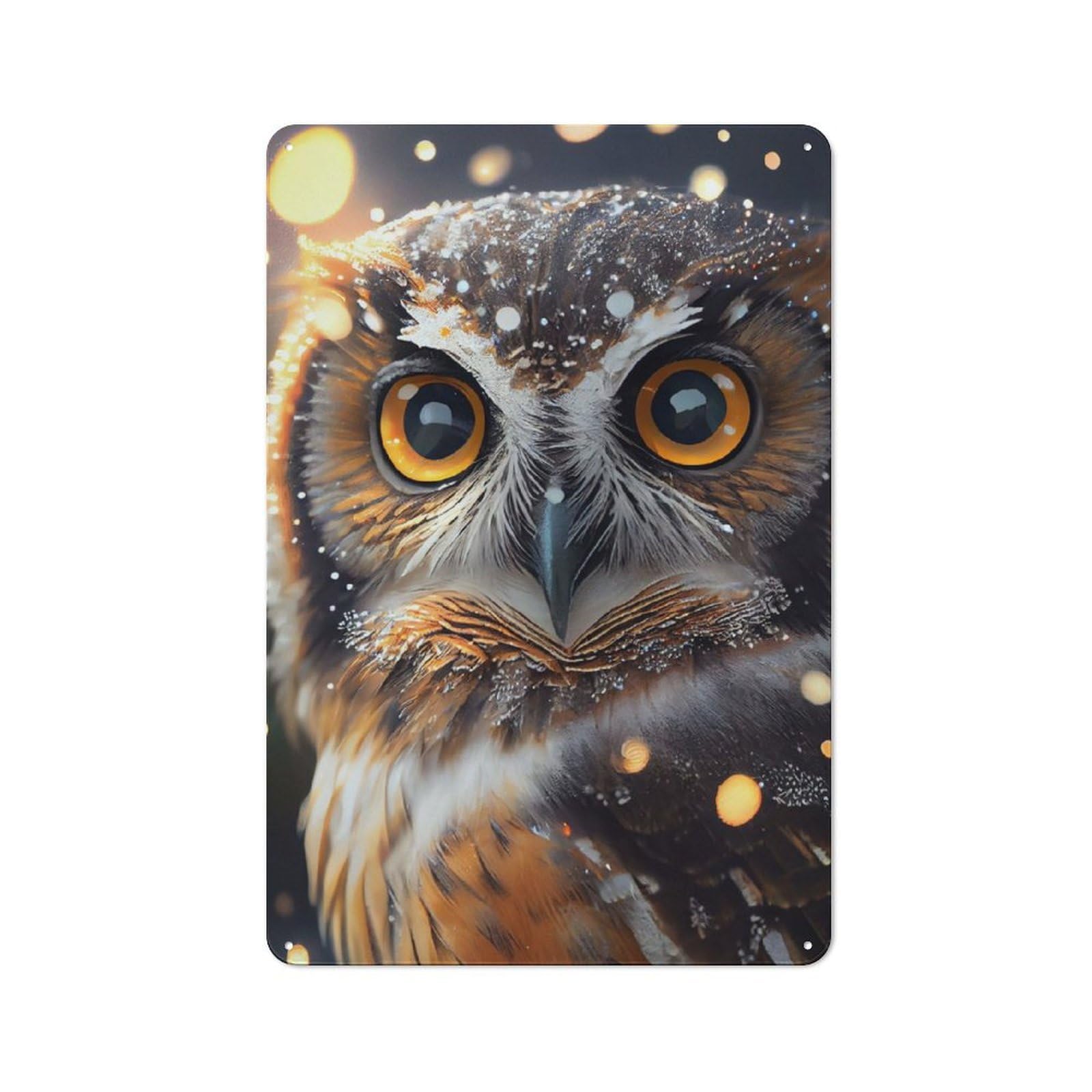 Owl Portrait Classic Metal Wall Decor 30x20cm, Metal Sign for Cafe, Pub, Workshop Or Home Bar, Small Accent for Blank Walls