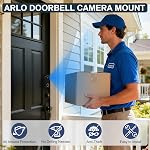 Adhesive Porte-Belle pour sonnette de porte vidéo Arlo 2K (2nd Gen), Support de fixation sans perçage, Protection anti-température pour caméra Arlo Doorbell, Convient pour les appartements, Locations, Maisons (Noir)