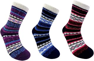 American Mammoth 3 Pairs Cozy Cabin Socks for Women - Aloe Infused Fuzzy Fluffy Comfortable Socks