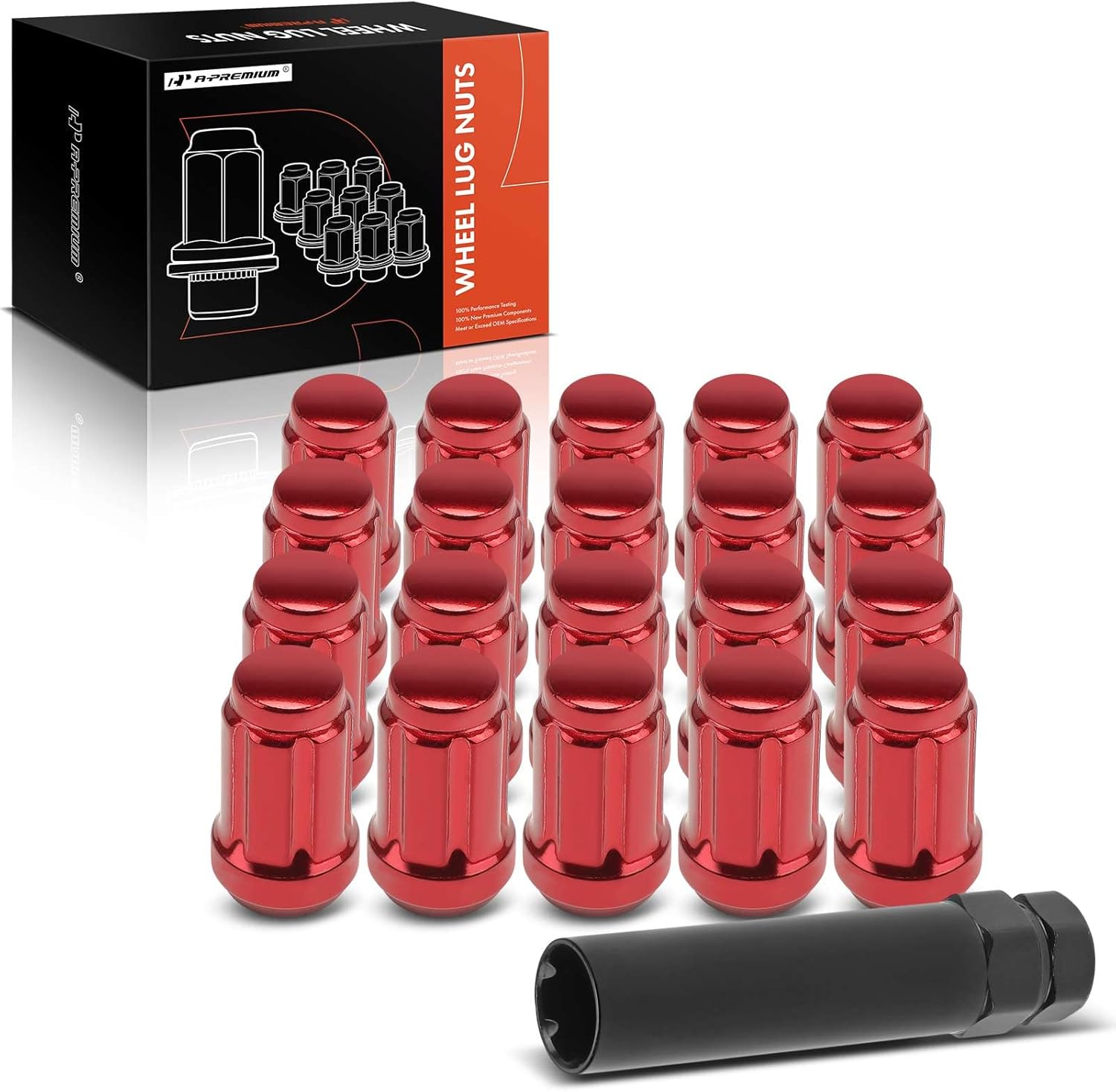 A-Premium 21-PC M12-1.5 Wheel Lug Nuts Compatible with Toyota Camry, Corolla, Matrix, Avalon, Supra, Celica, MR2 & Honda Civic, Accord & Kia & Mazda & Acura & Hyundai & Mitsubishi & Scion & Lexus