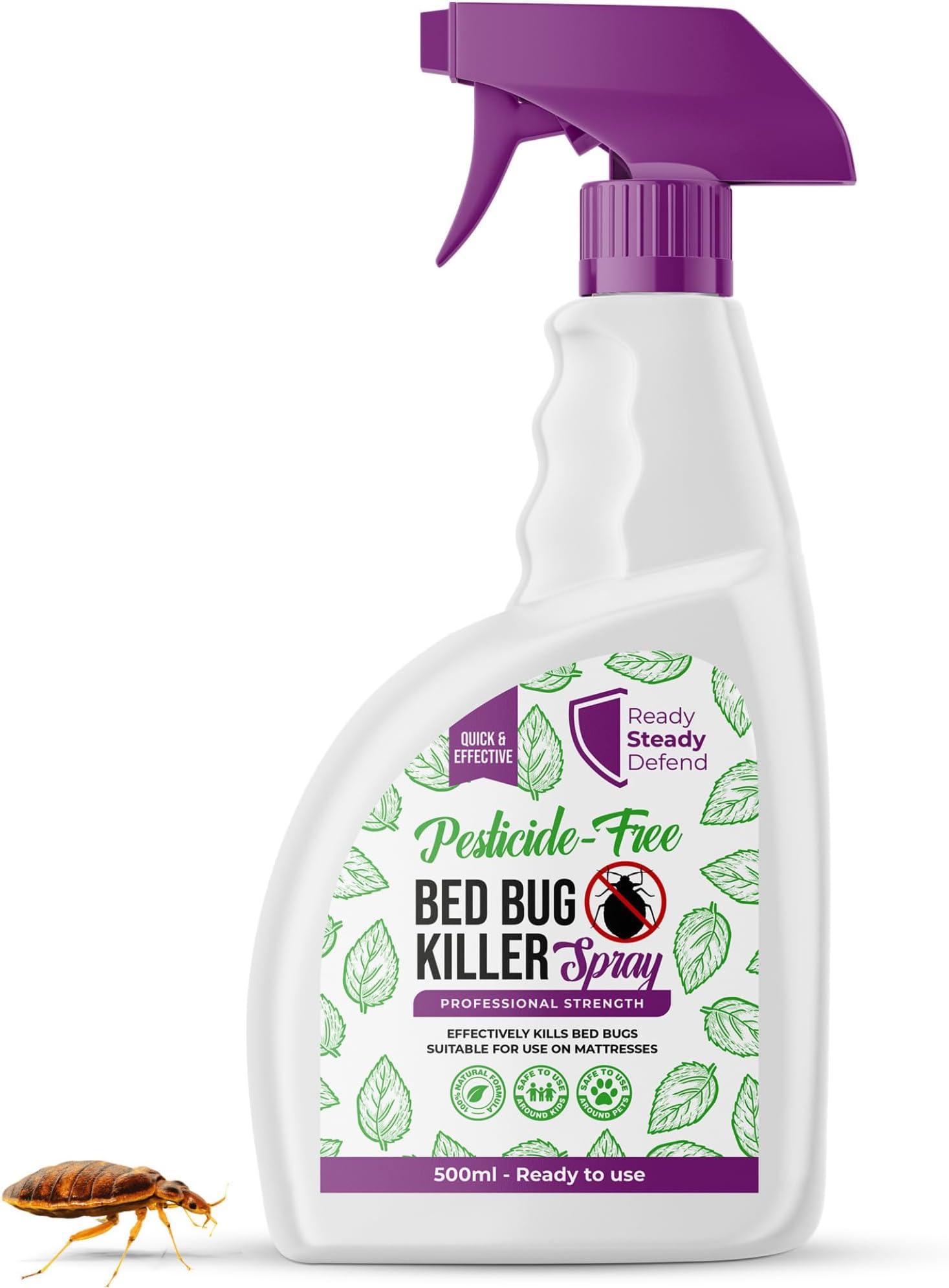 Bed Bug Killer Spray 500ml: Non-Toxic, Plant-Based Formula for Effective Pest Control, Safe on Mattresses & Upholstery