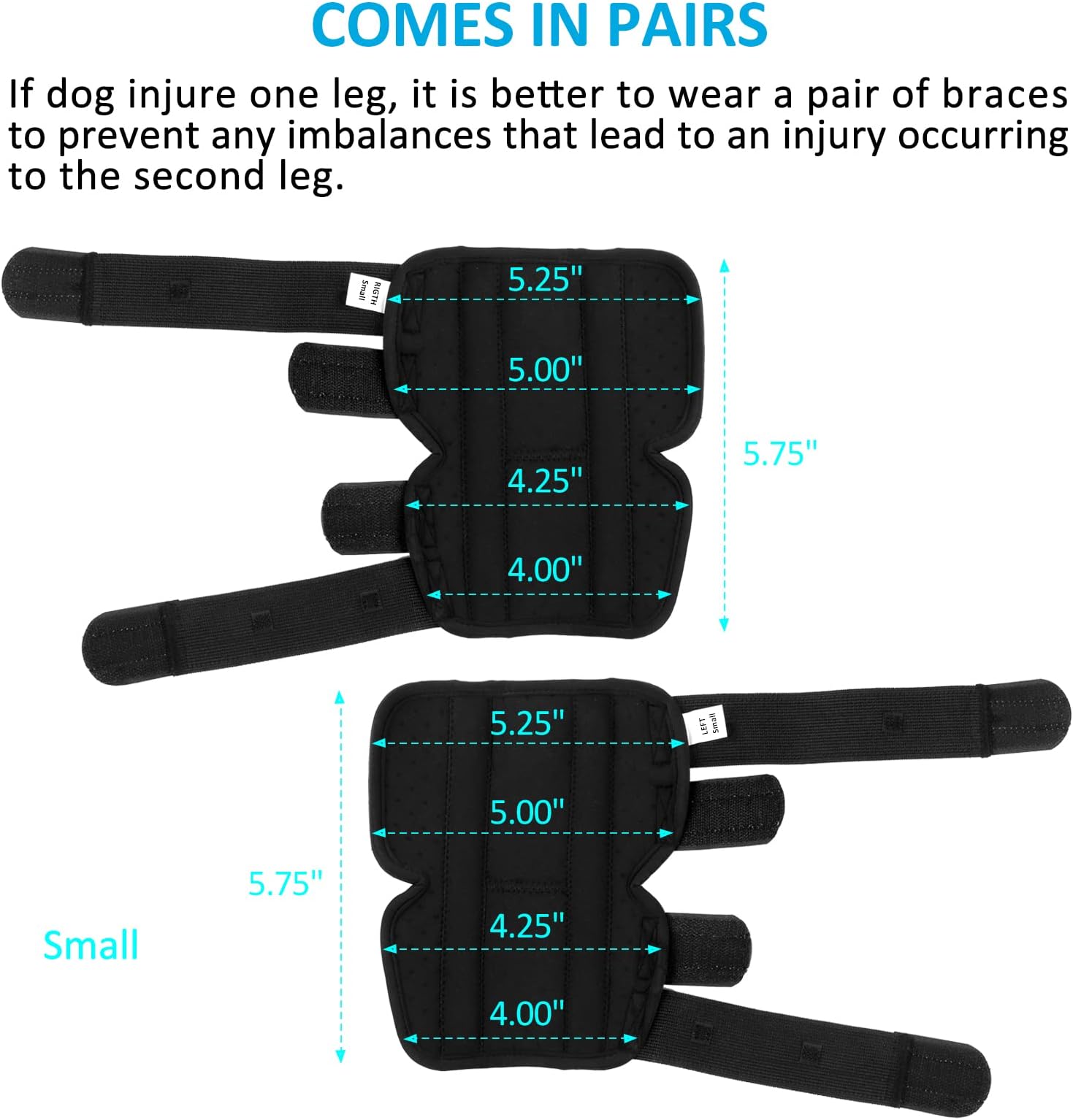 Dog Leg Braces for Back Legs, Canine Hock Brace for Rear Legs with Metal Strips and Safety Reflective Straps, Joint Warps Support Help Hind Legs Injuries Sprains Arthritis Torn ACL(1 Pair)