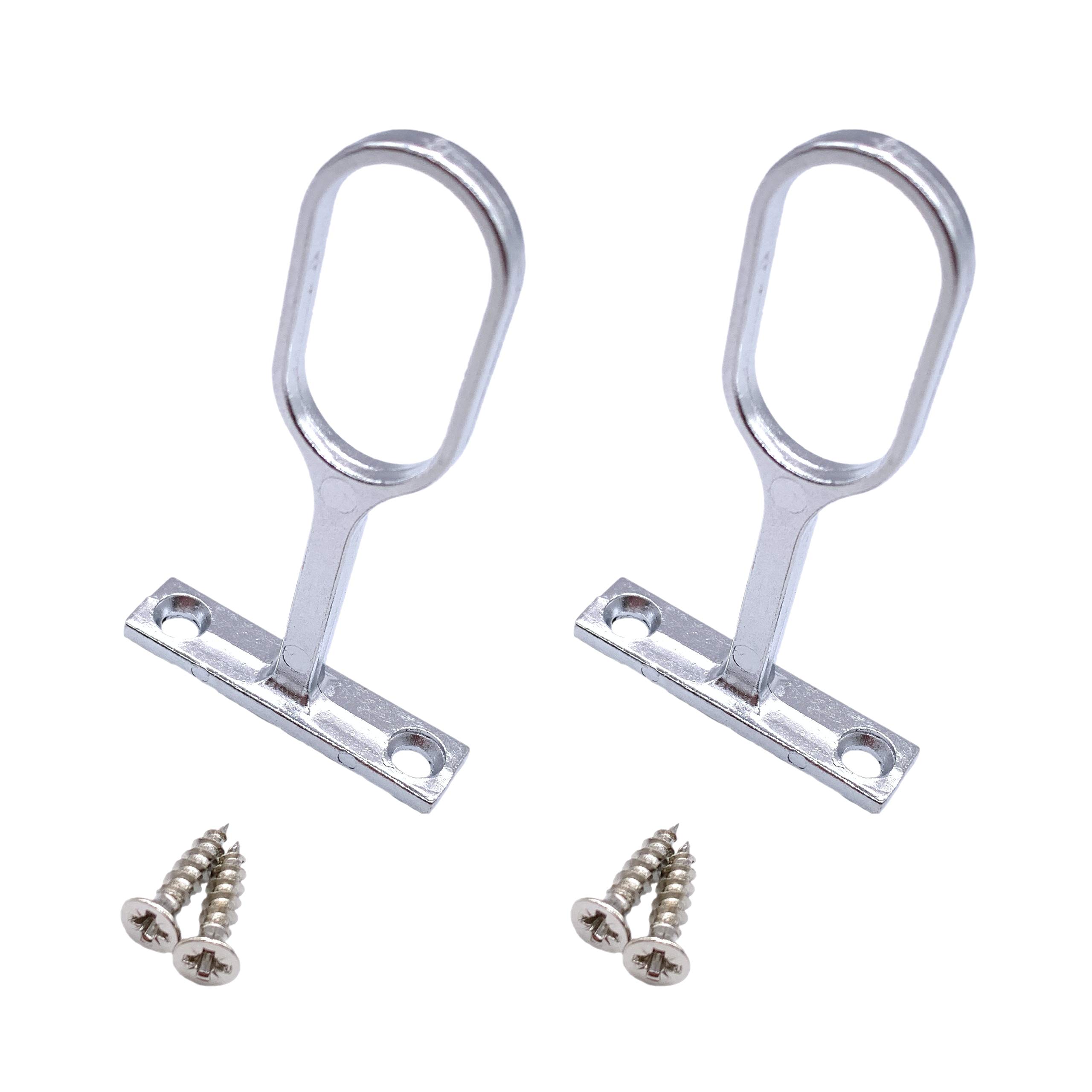 Eai Polished Chrome Wardrobe Rail Drop Centre Bracket For Oval Tube 2 Pack