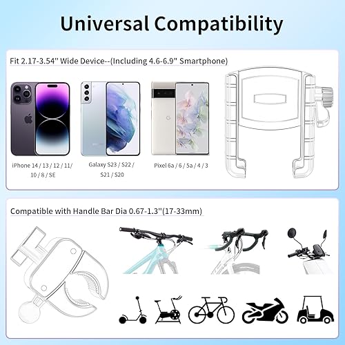 Miniatura 5 de Soporte de teléfono para bicicleta, compatible con cámara Soporte de teléfono de motocicleta para scooter eléctrico, montaña, moto de cross y