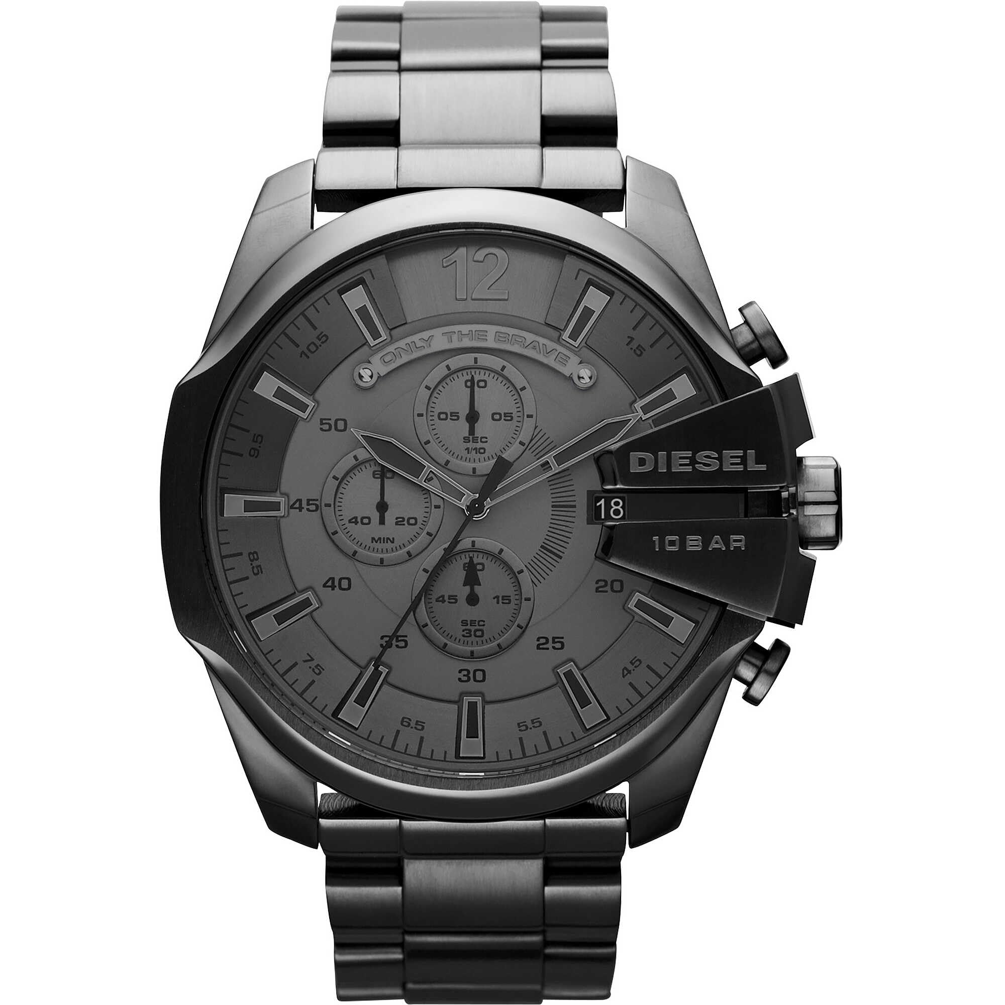 Diesel Mega Chief Uhr für Herren, Chronographenwerk mit Edelstahlarmband