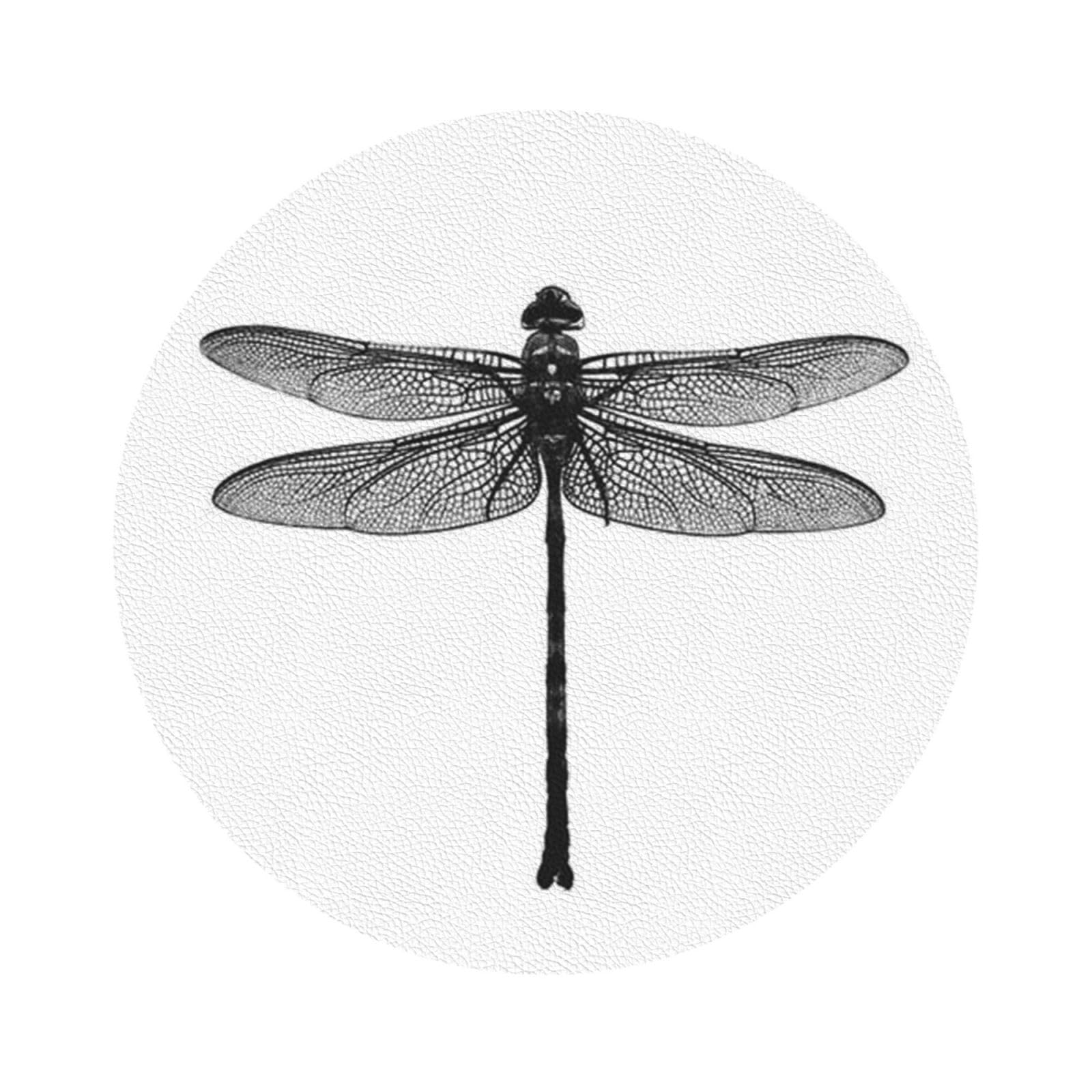 Dragonfly PU Leather Coasters Set of 6 Round Drink Coasters
