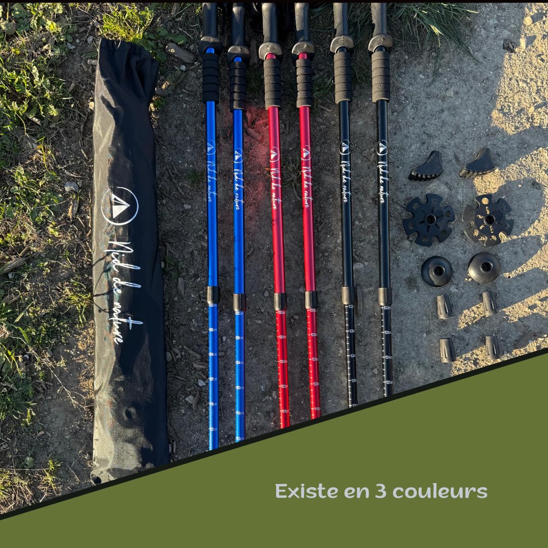 Bâtons de randonnée : Paire télescopique en Fibre de Carbone, Canne rétractable réglable Homme Femmes, Accessoire Pliable Nordique, Accessoires Trail bâton de Marche Polyvalent
