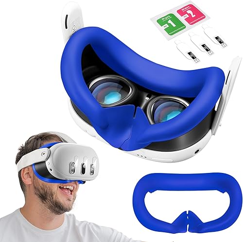 Funda de silicona para la cara con película protectora de lente de cámara para Quest 3 a prueba de sudor a prueba de luz antifugas