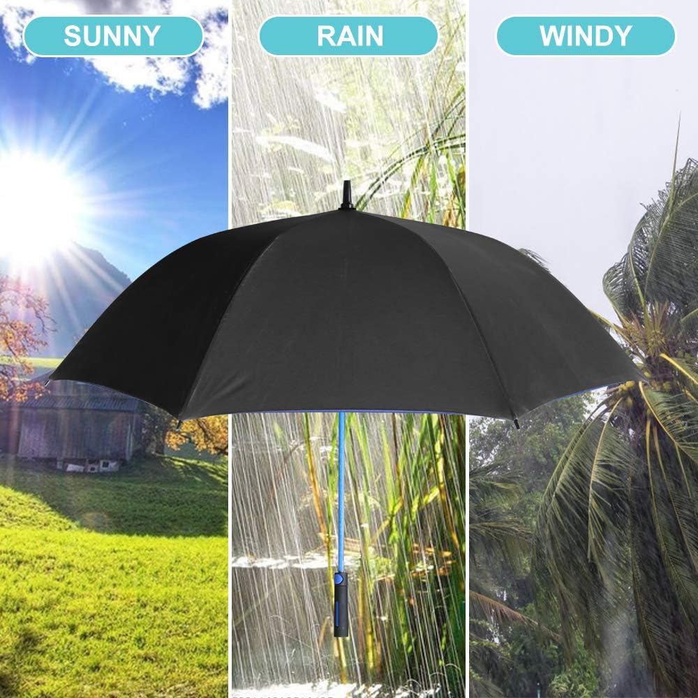 Leanking Golf Umbrella 55 Inch Automatic Open Extra Large Oversize UV Protection Double Canopy Vented Sun Rain Windproof Waterproof Stick Umbrellas for Women Men Family (Black Blue)