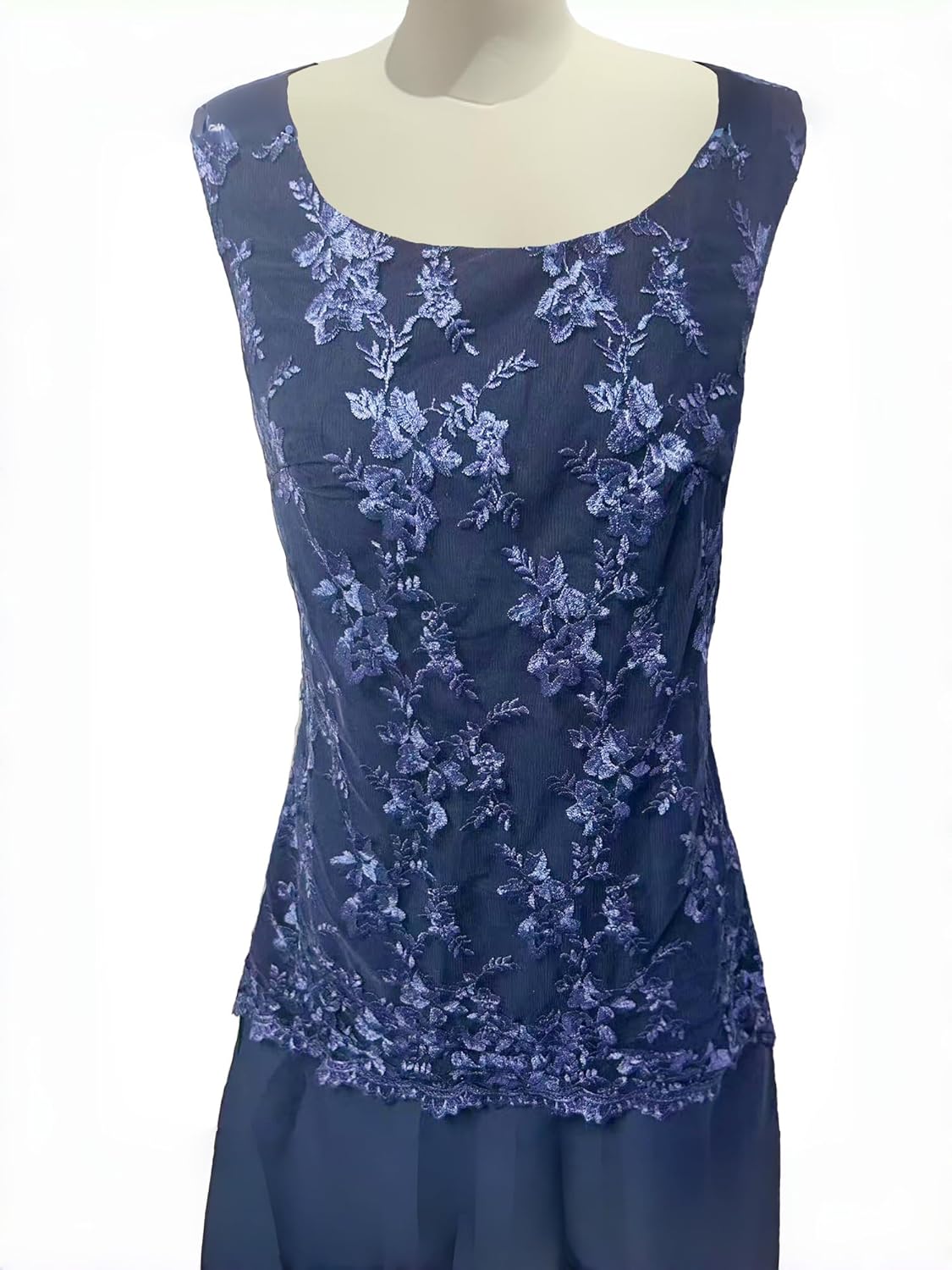 Tea-Length Mother of the Bride Dress for Chiffon Lace Draped Applique Formal Wedding Guest Dress with Jacket 2 Piece