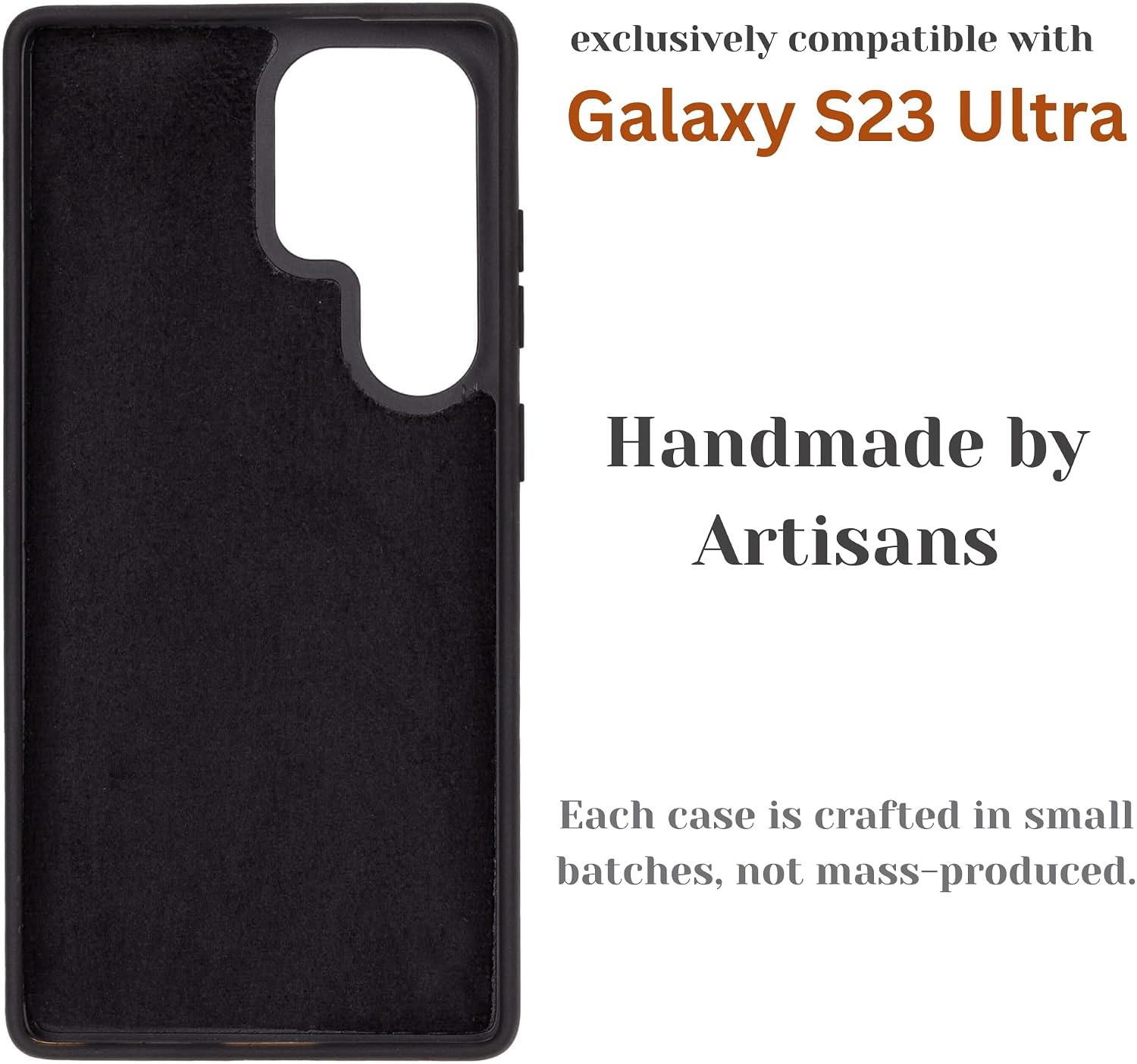 BLACKBROOK Premium Leather Snap-On case Compatible with Samsung S23 Ultra - York Natural Leather Case - Elegant, Slim and Soft Snap-on Cover Case (Pebble Black, S23 Ultra)