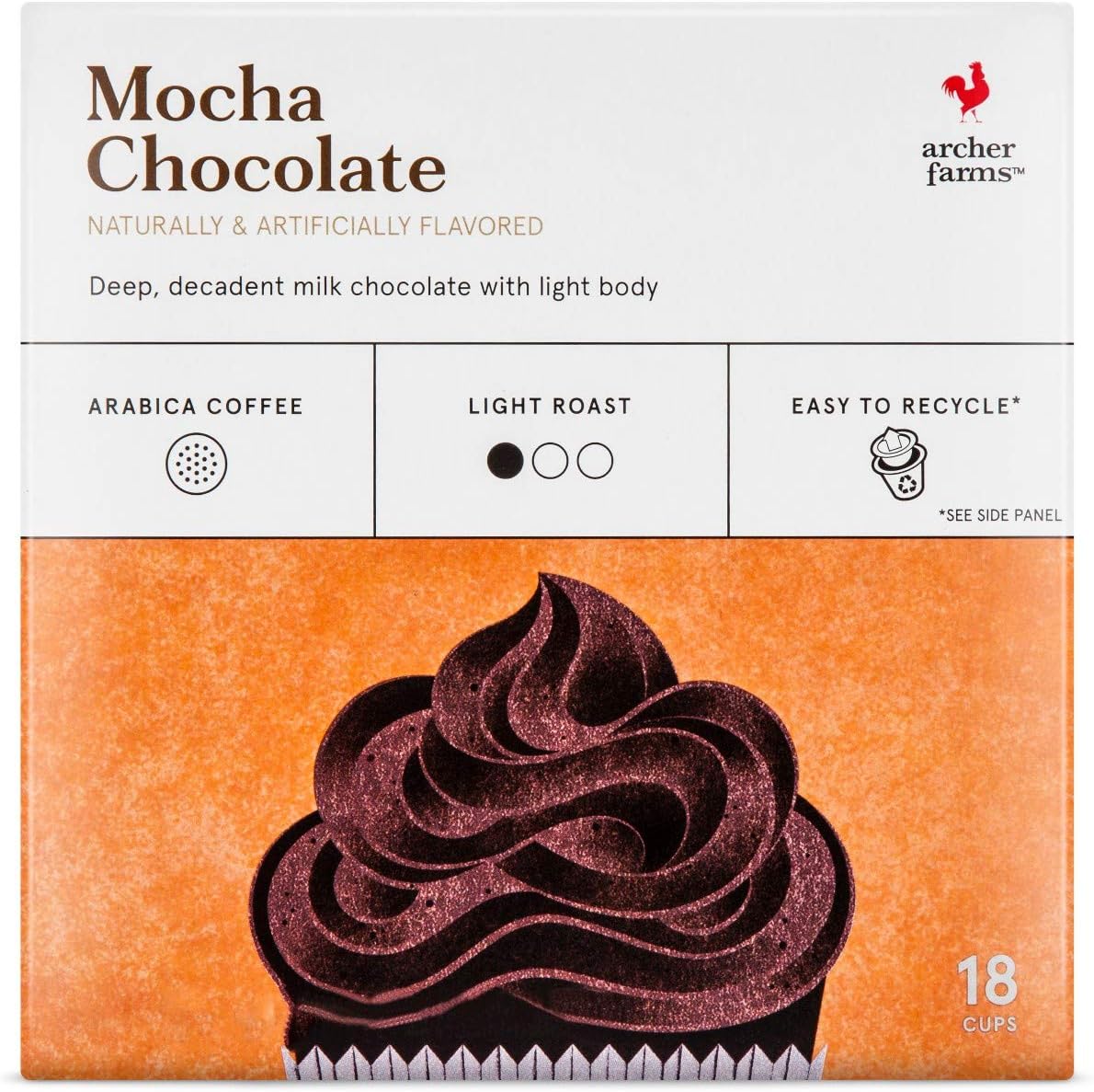 Archer Farms Mocha Chocolate Light Roast Coffee, 6.35 OZ, 18 K-Cups (One pack)