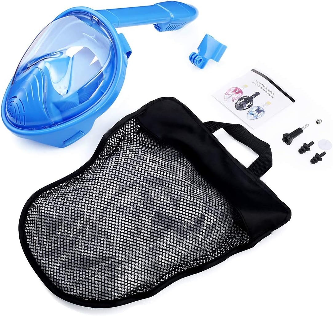 QingSong Kids Snorkel Mask Full Face, Snorkeling Set with Camera Mount, 180 Degree Panoramic View Snorkeling Gear Anti-Fog Anti-Leak : Sports & Outdoors