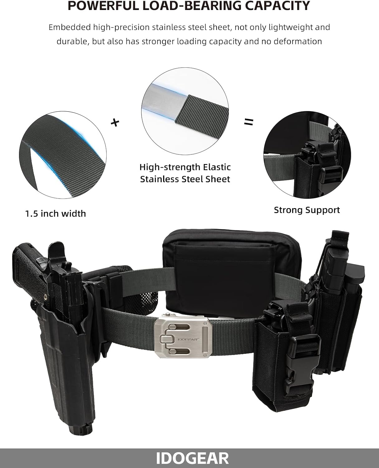 IDOGEAR Men's Ratchet Belt 1.5" Heavy Duty Nylon Belts Automatic Slide Buckle No Holes Tactical Casual for Jeans Work Outdoor image 4
