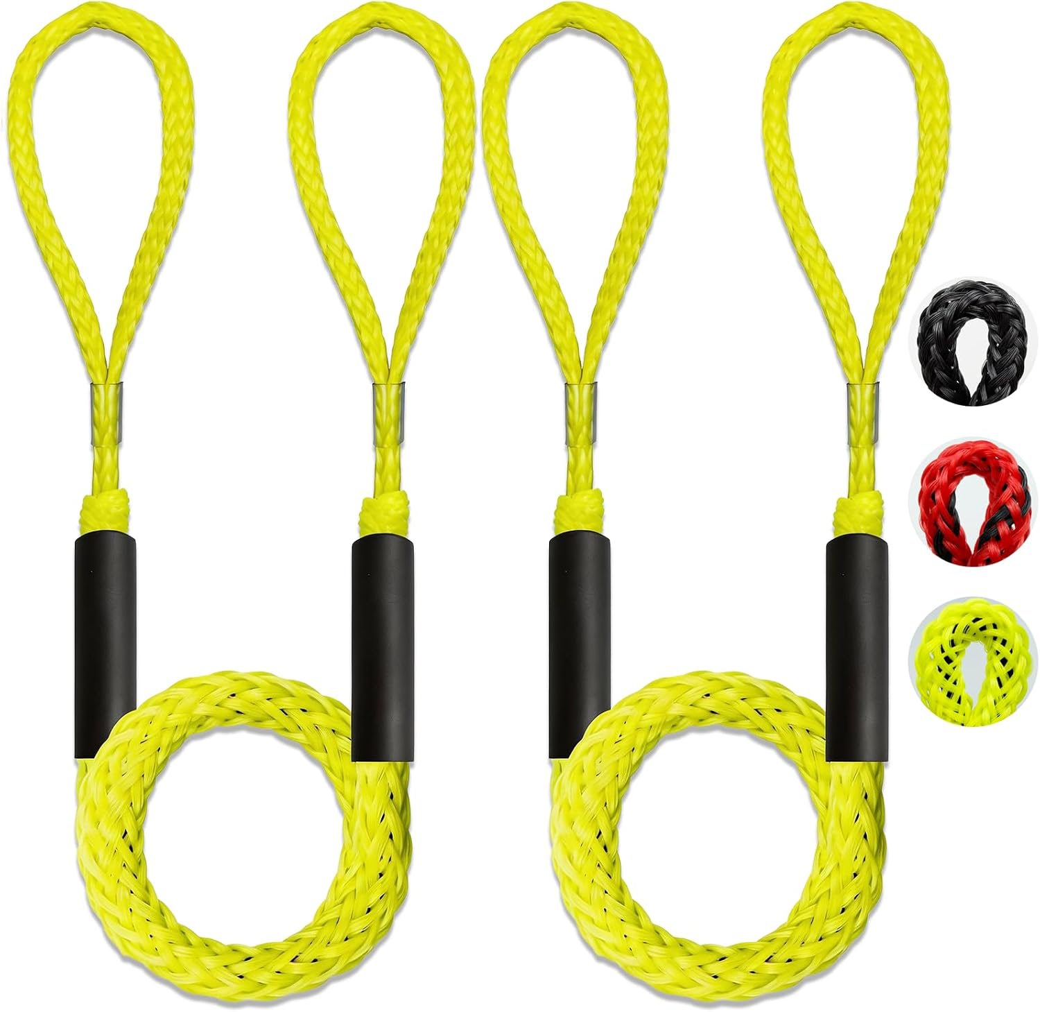 Boat Accessories 2PCS 5 Feet Premium Bungee Boat Lines 30cm Extended Loop for Mooring for Jet Ski, SeaDoo, Yamaha WaveRunner Dinghy Pontoon Accessories Boating Gifts(Neon Yellow)