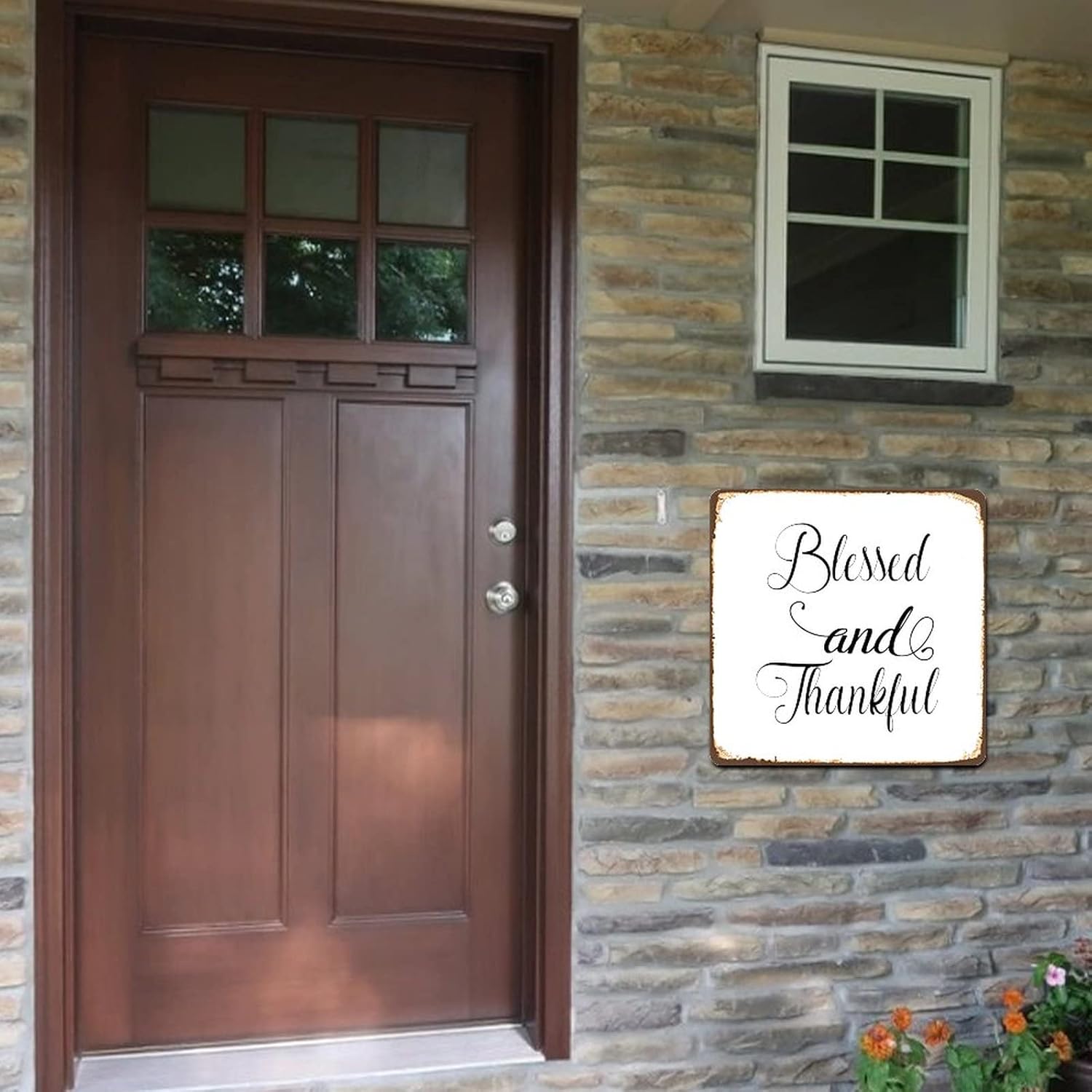 Blessed & Thankful Tin Signs Inspirational Positive Quote Vintage Metal Tin Sign Personalized Signs Funny Vintage Garage Metal Tin Sign Man Cave Accessories Wall Decor 12x12 Inch : Home & Kitchen