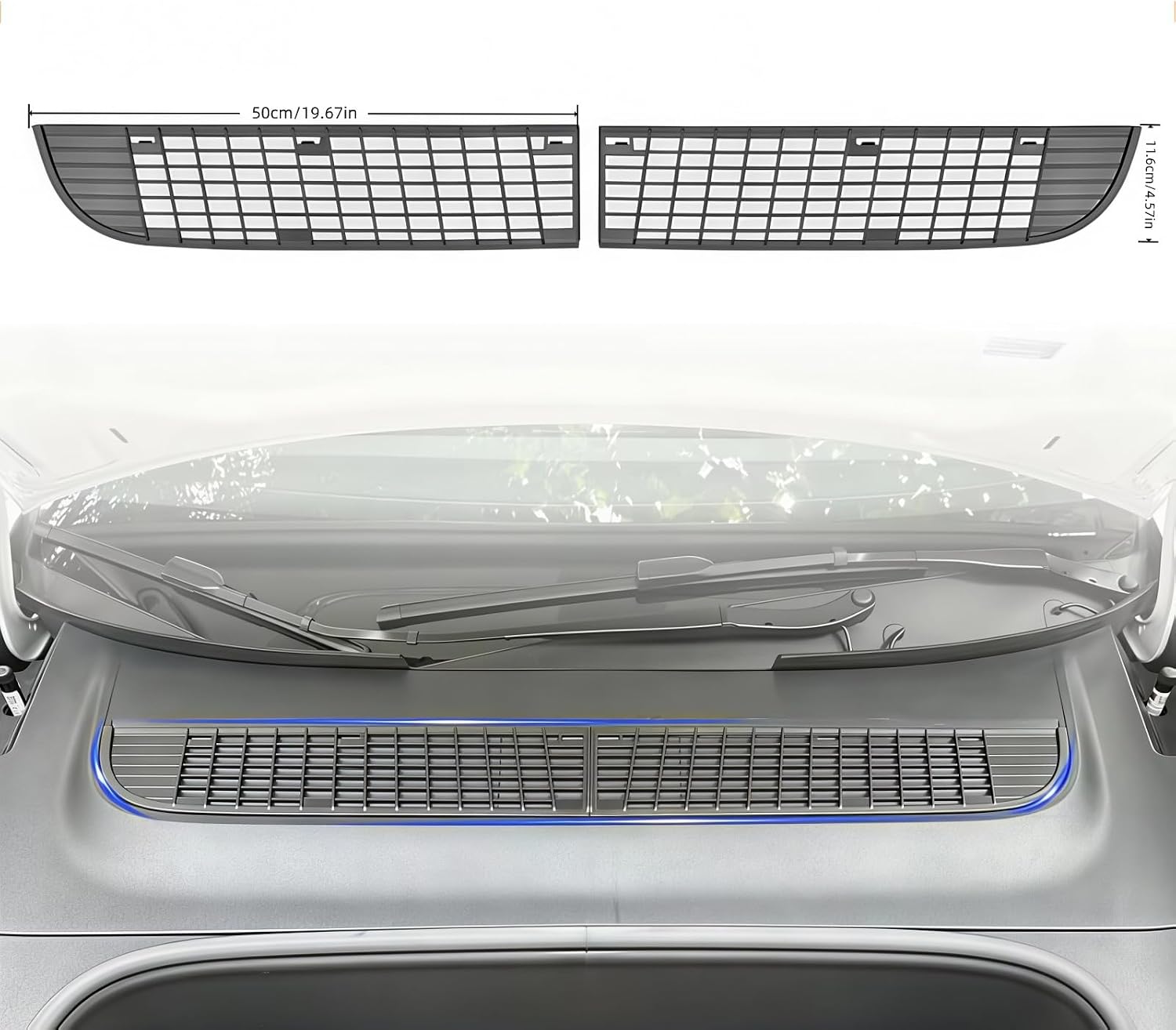 Air Intake Protective Cover for Tesla Model Y 2025-2026 Juniper - Precision Fit Vent Grille with High-Flow Mesh - Tool-Free Snap-On Protection Against Leaves & Debris