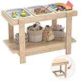 Sensory Table, Sensory Table for Toddlers 1-3,Kids Activity Desk with 3 Foldable Storage Bins,Play Sand and Water Desks for Indoor Use,Wooden Kids Play Sand Desk for Drawing,Studying,Dining
