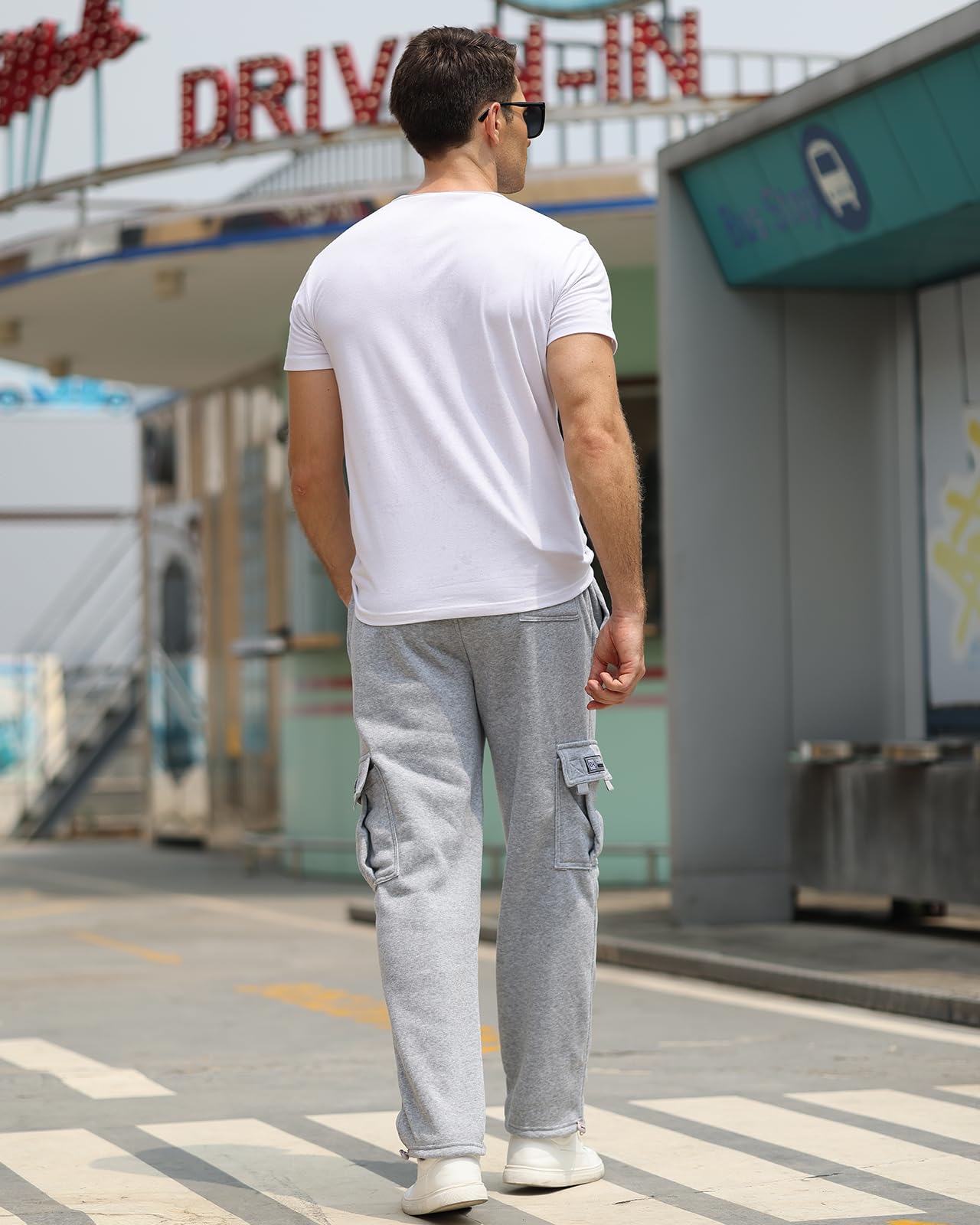 Herren Cargo Hosen Loose Fleece Casual Gym Jogging Bottoms Leichte Jogger Sweatpants