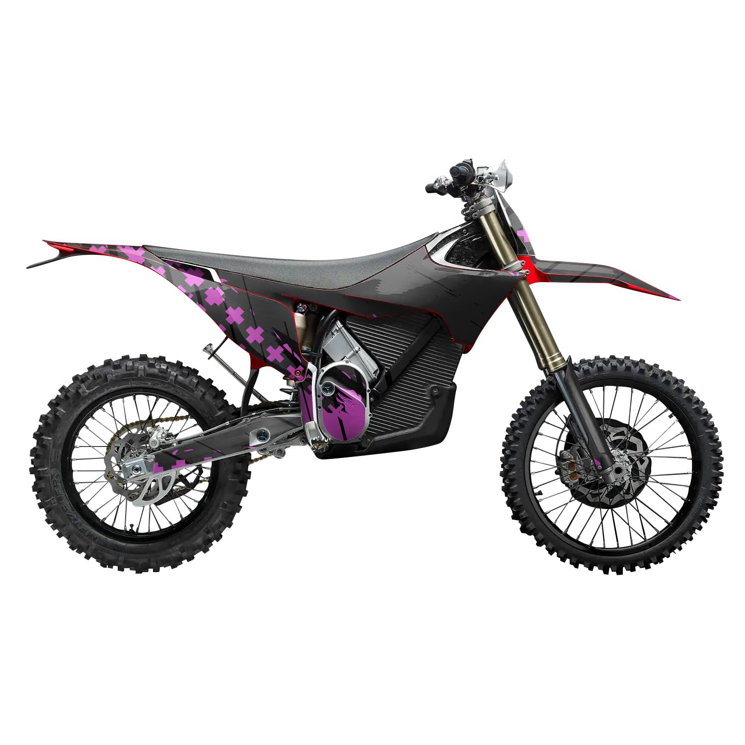 Stark Varg MX 2023-2025 Graphics Kit Wrap - Grunge Cross Magenta - Varg MX Skin - Premium 3M Vinyl Protective Wrap Decal Cover - Easy to Apply | Crafted in The USA by MightySkins