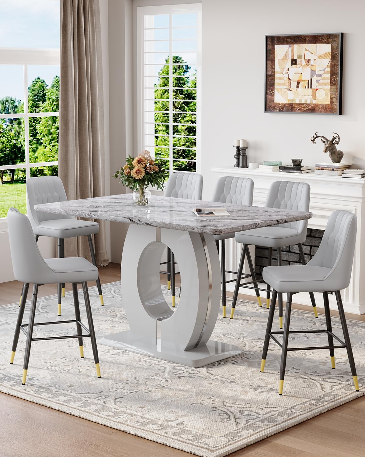 LUFTUT 7 Piece Faux Marble Set