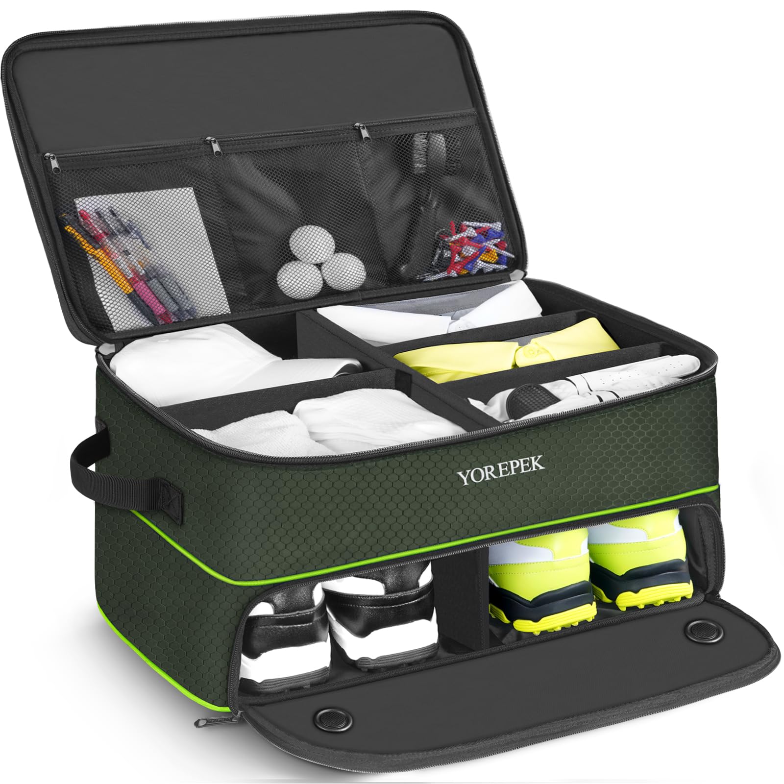 YOREPEK Golf Gifts for Men, 2 Layer Golf Trunk Organizer for 2 Pair Shoes