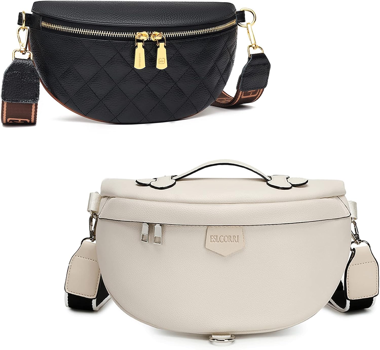 Eslcorri Crossbody Bags for Women - Fashion Sling Purse Shoulder Bag Fanny Pack Leather Causal Chest Bum Bag Backpack with Adjustable Wide Strap for Workout Traveling Running Shopping