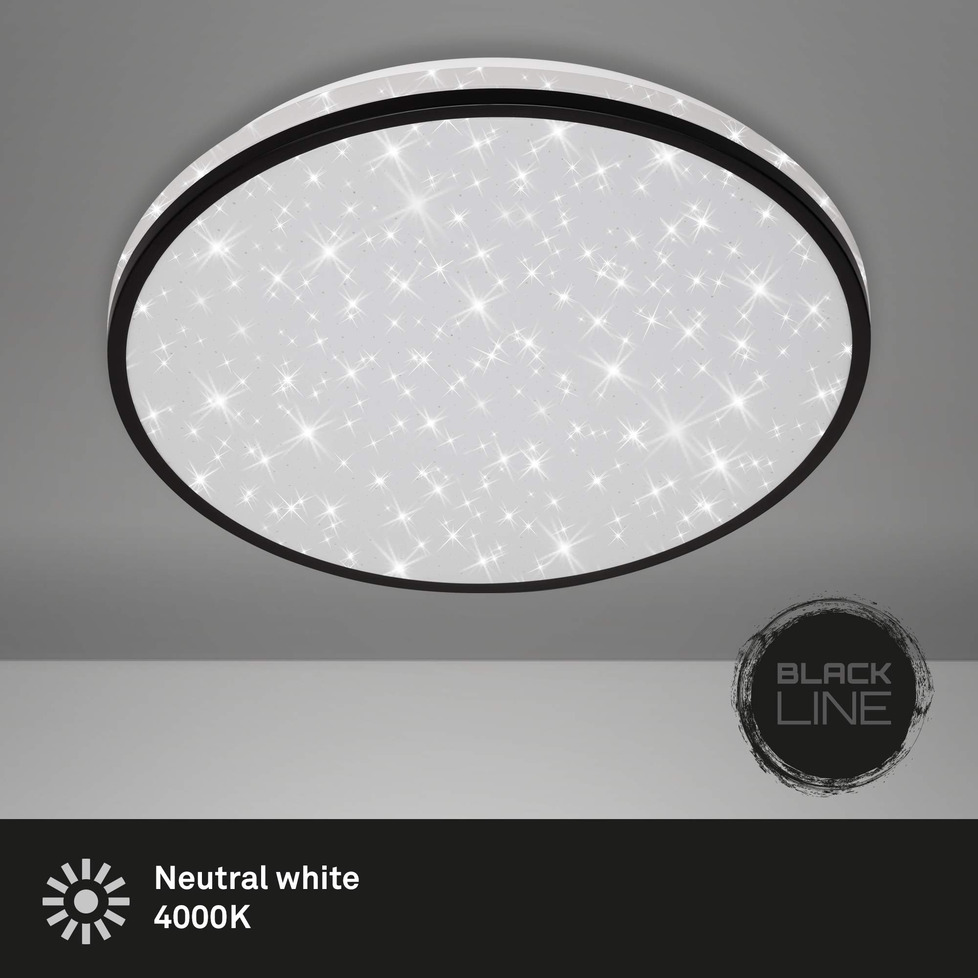 Briloner Leuchten - Lampa sufitowa LED, lampa sufitowa z motywem gwiazd, 24 W, 2200 lumenów, 4000 kelwinów, biało-czarny, Ø 38 cm, 3456-215
