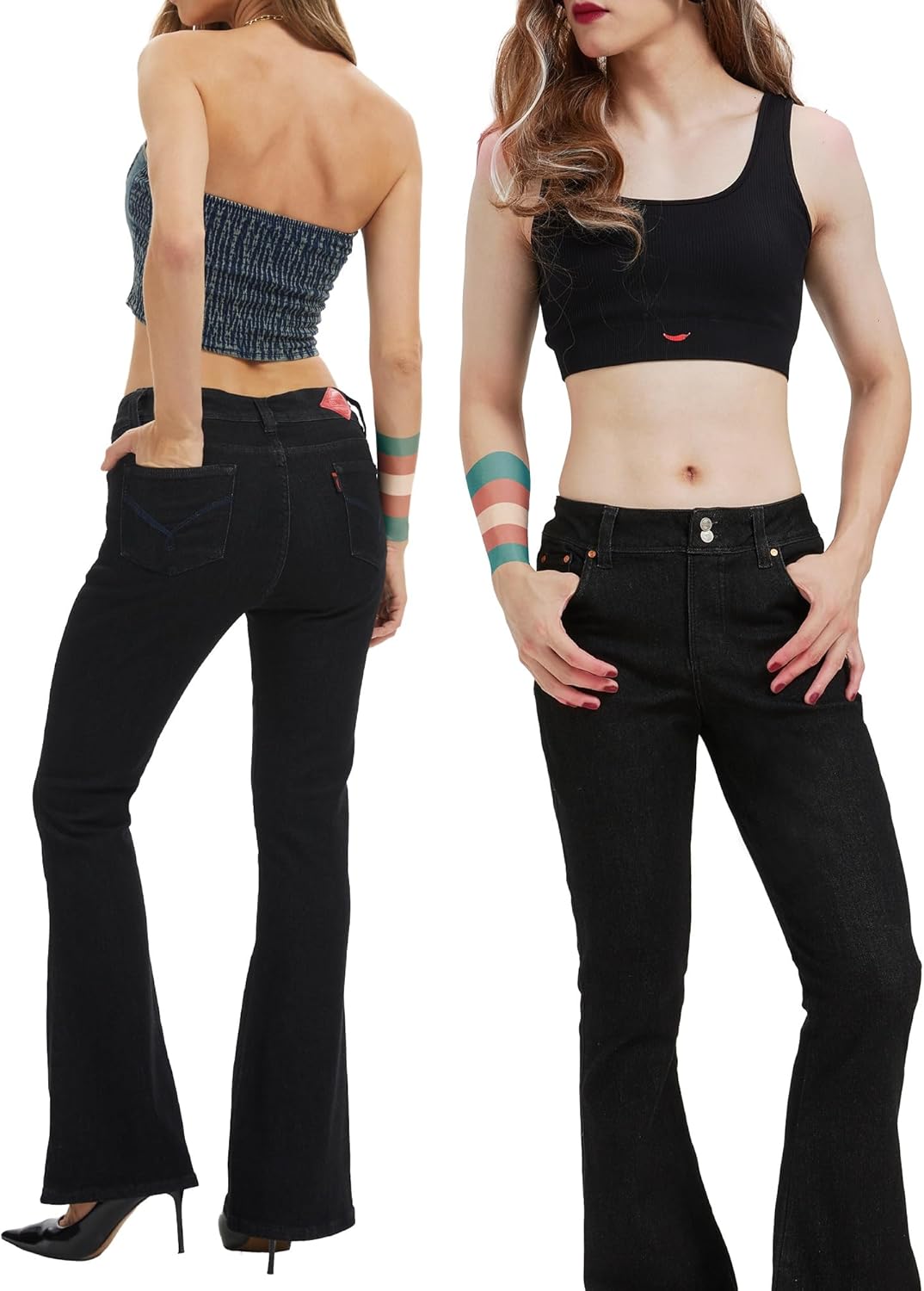 Tucking Flare Jeans Mid-Rise Bootcut for Trans Women MTF Non-Binary, Comfort Tuck