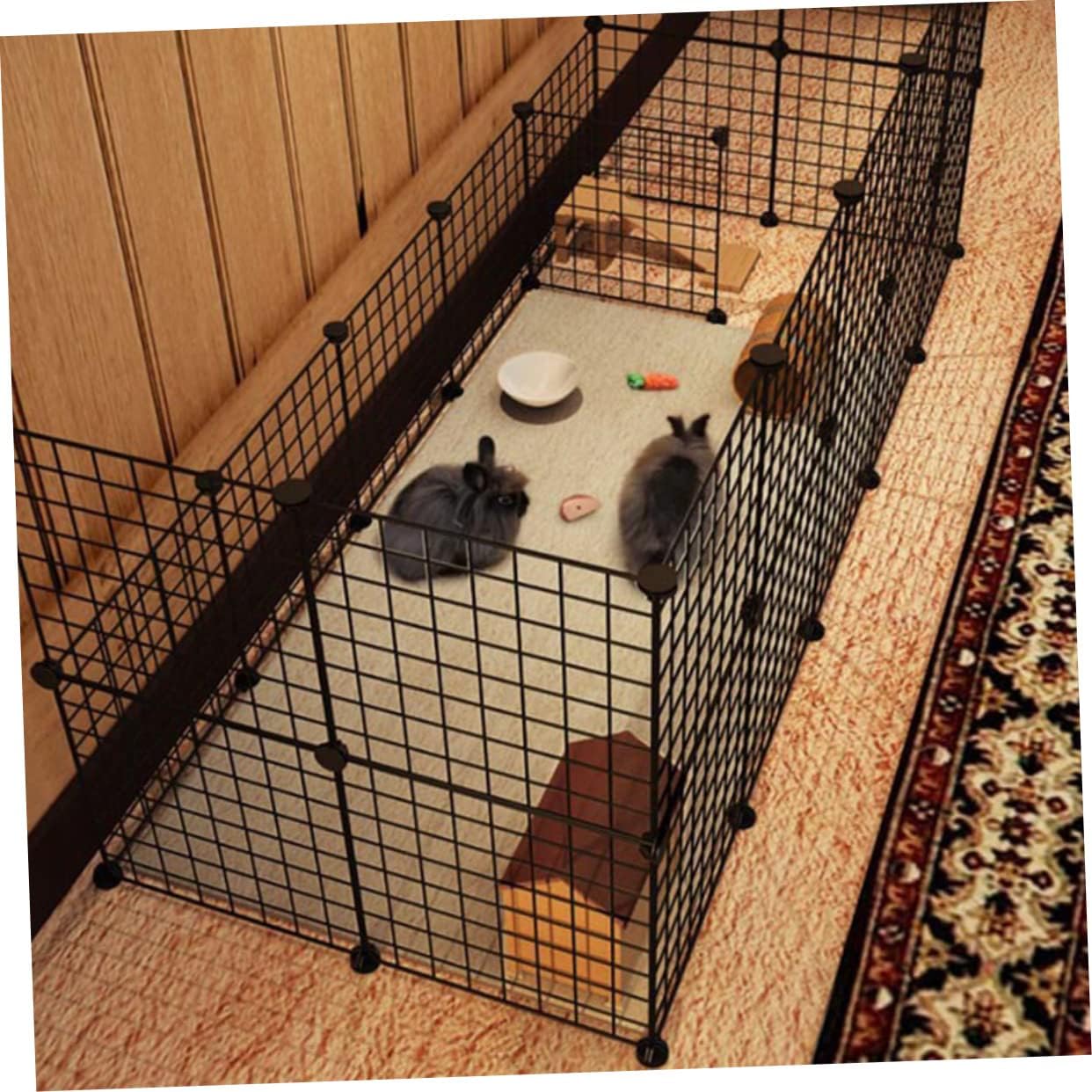 Kisangel Iron PET Crate Divider Panel 8-Piece Folding Metal Dog and Cat Cage for Small to Medium Pets Indoor Outdoor Use