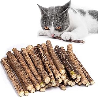 30Pcs Cat Catnip Sticks, Cat Chew Sticks, Cat Catnip toys, Natural Matatabi Silvervine Chew Sticks, Teeth Grinding Chew toys for Cat, Dental Catnip Toys for Cat Kitten