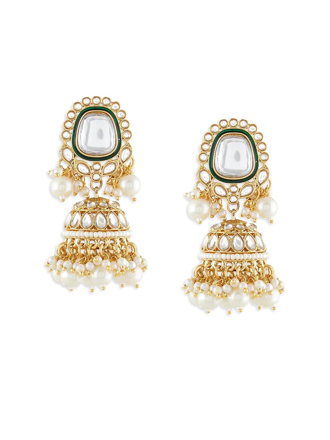 Zaveri Pearls Gold Tone Kundan & Cluster Pearls Drop Traditional Jhumka Earring For Women-ZPFK21282 - Review, Price and Buying Guide