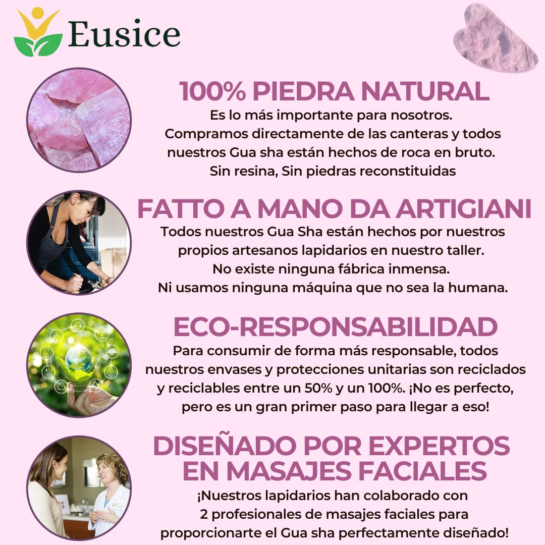 Gua Sha Facial Cuarzo Rosa Piedra Natural - Antiarrugas Regalo
