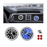 2PCS Stick on Dashboard Car Clock, Mini Luminous Analog Clock with Vent Clip & Adhesive Tape, Tiny Watch Pocket Clock Air Vent Dashboard Decor for Car Motorcycle Bike Home (Blue+Black)