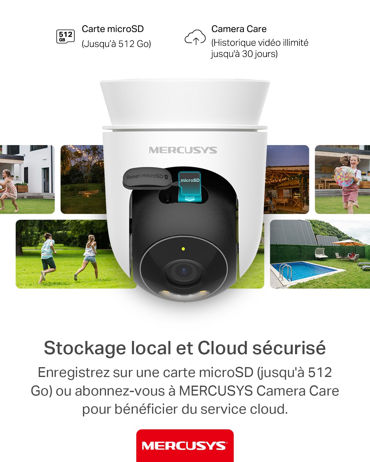 MERCUSYS Caméra de Surveillance WiFi extérieur 360° 2K 3MP, Vision Nocturne Couleur, Détection de Personne et Suivi de Mouvement, Étanche IP65, Alarme sonore Personnalisable, MC510