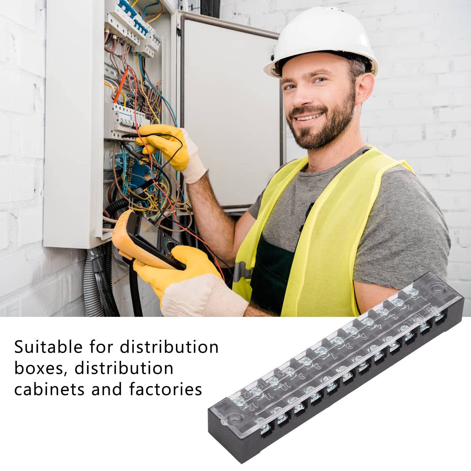 Morsettiera, buona conducibilità elettrica nominale 15A 600V Terminale a vite Installazione facile per scatole di distribuzione per armadi di distribuzione per fabbriche