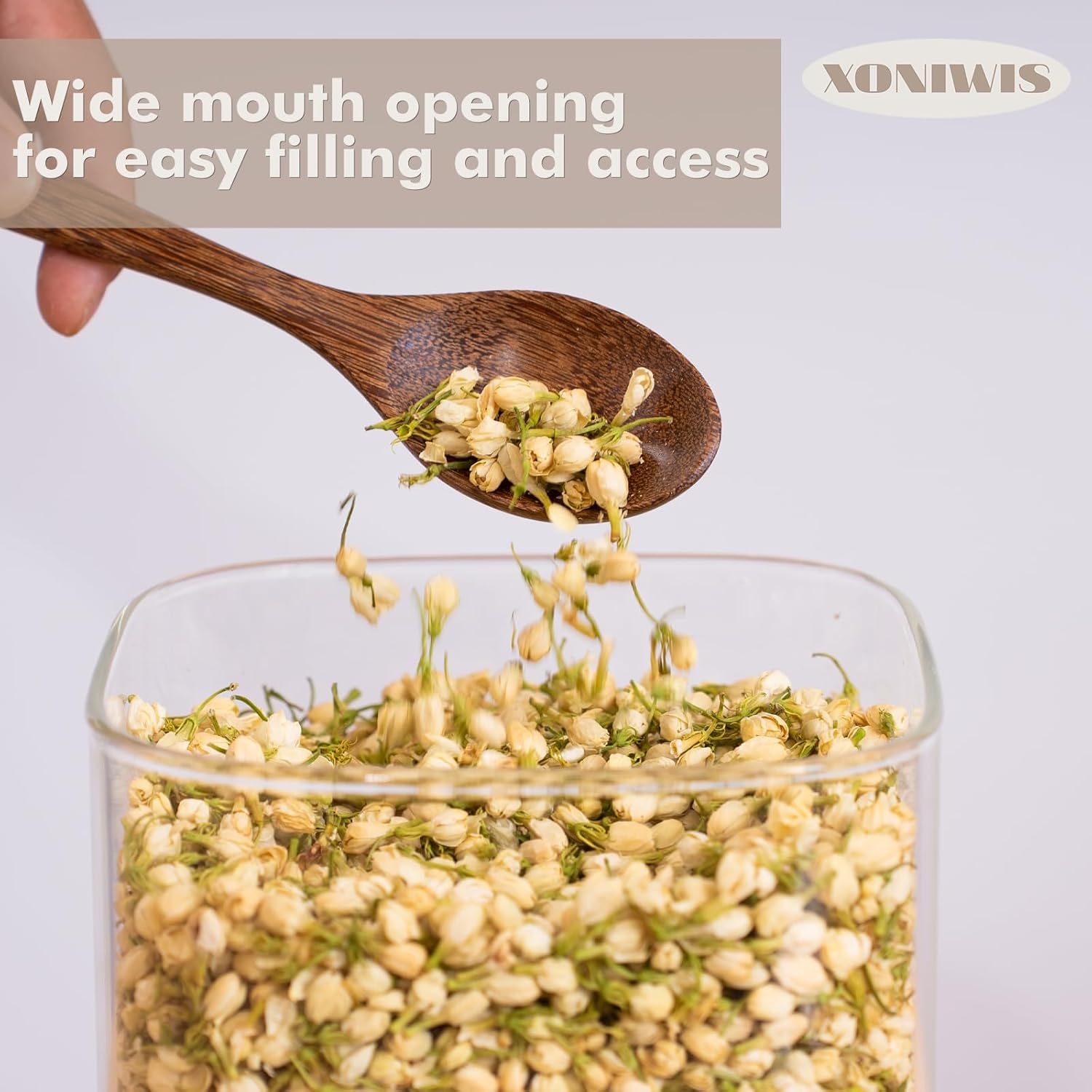 115oz 2PCS Large Glass Food Storage Containers of Wide Mouth Storage Containers with Tight Lids Square Glass Jars for Flour and Sugar, Cereal, Rice, Pasta, Oats, Wheatmeal, Coffee, Niblet