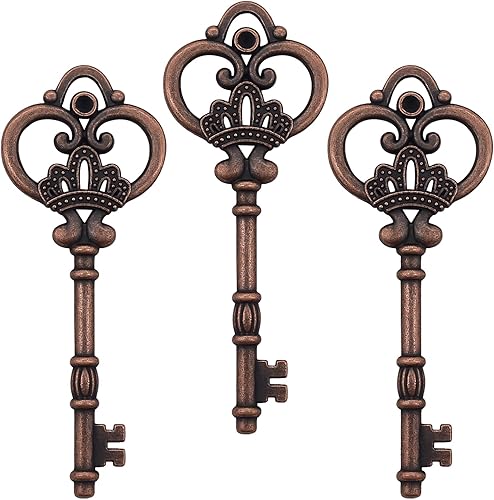 Miniatura 13 de Aokbean 20 piezas de llaves de esqueleto antiguas grandes de 3.3 pulgadas, dijes a granel en estilo vintage, manualidades para hacer joyas de