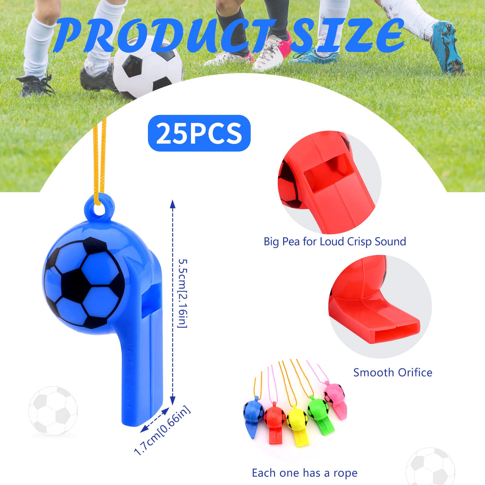 Bekecidi Lot de 25 sifflets de football pour enfants - En plastique - Avec cordon - Pour le sport - Accessoires de fête - Pour garçons et filles Bekecidi Lot de 25 sifflets de football pour enfants - En plastique - Avec cordon - Pour le sport - Accessoires de fête - Pour garçons et filles