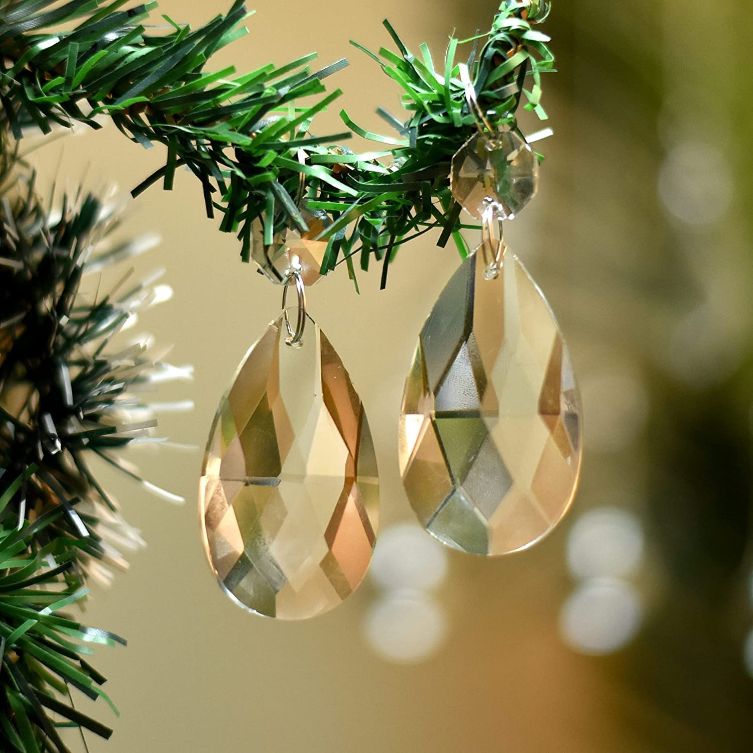 IndianShelf 20 Piece Chandelier Crystal Prisms| Crystals Chandelier Prism Beads Pendant| Clear Hanging Chandelier Crystals| Crystal Chandelier Beads| Octagonal Glass Ornaments| Tear Drop Crystal Bead-image-28