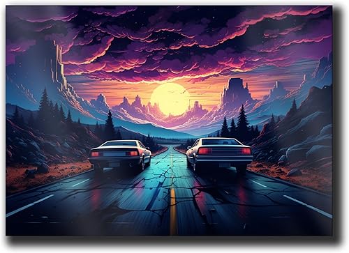 Miniatura 1 de Unique Synthwave Style Retro Art, 80s style art, framed poster print, guest room art, cool living room art, Bright Wall Art, poster